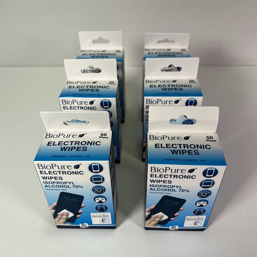 BioPure Electronic Screen Lens Wipes 50 Pack Isopropyl Alcohol 70% Lot (6x)