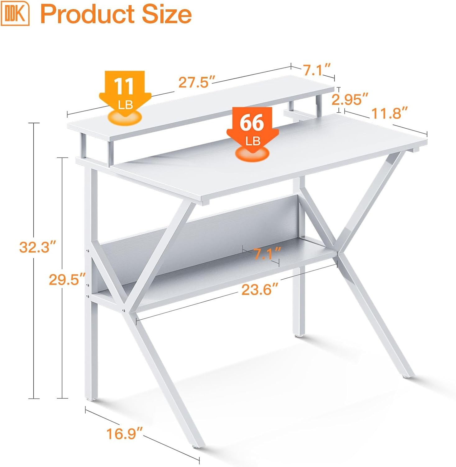 ODK Small Computer Desk, 27.5 inch Desk for Small Spaces with Storage, Compact T