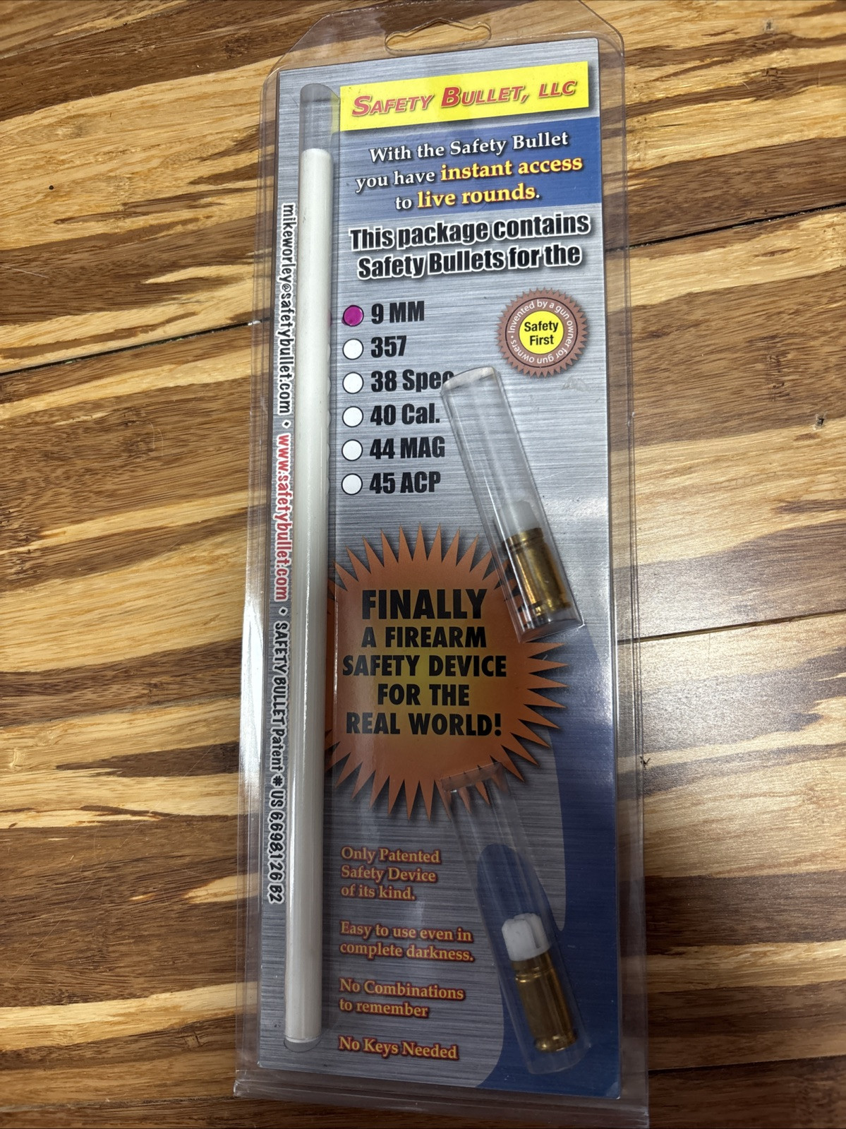 Safety Bullet, LLC Firearm Safety Device For The Real World 9 MM Caliber Ammo