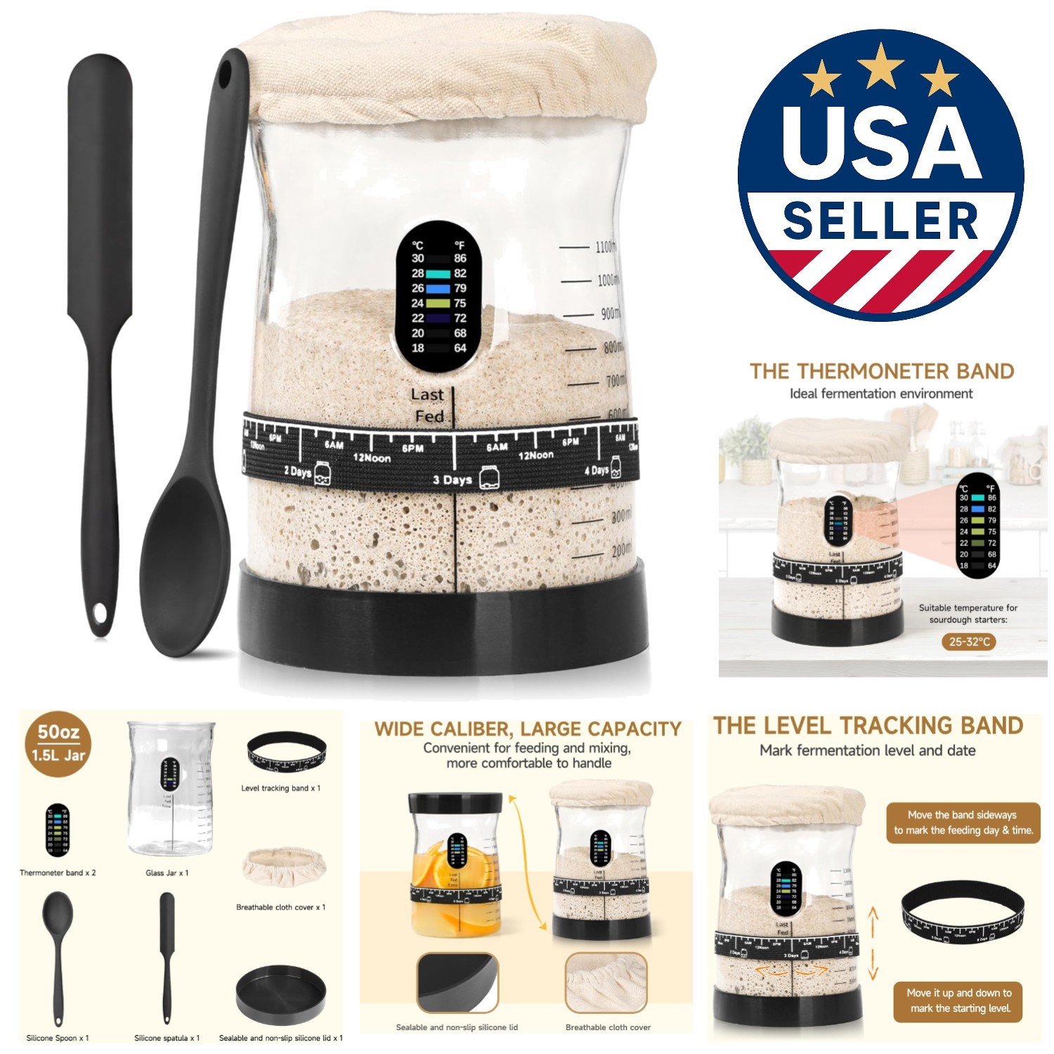 Multi-Functional 50 Oz Sourdough Starter Kit - Ideal for Bread Enthusiasts