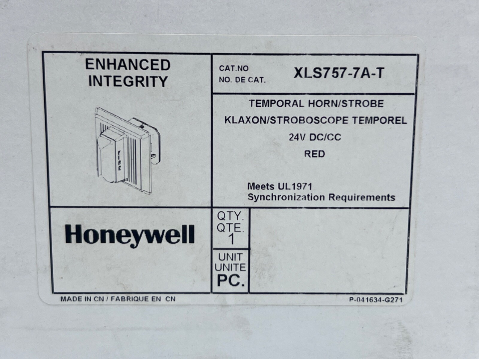 HONEYWELL XLS757-7A-T TEMPORAL HORN/STROBE