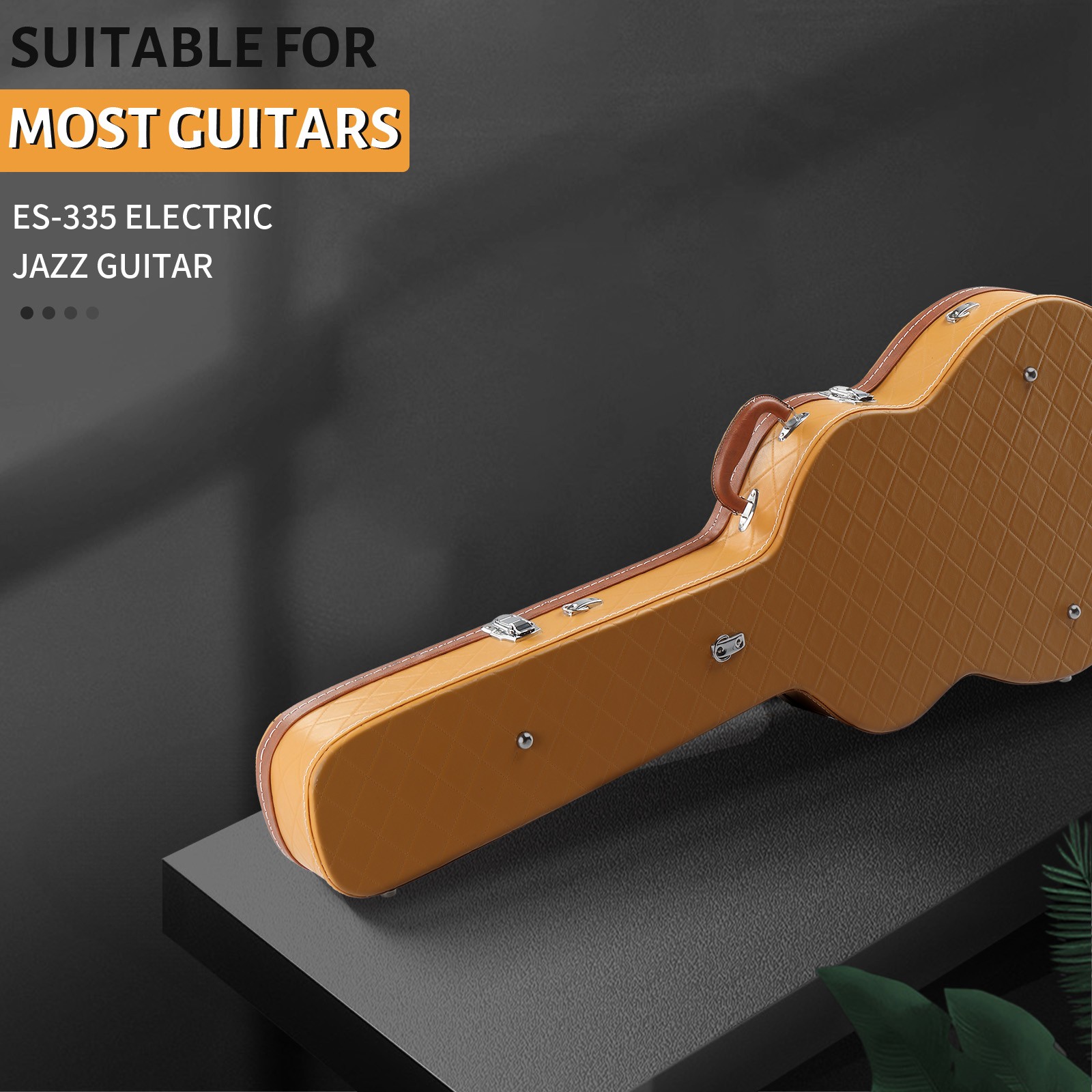 Ktaxon Wooden Guitar Case -Fits 335 Style Semi-Hollow Electric Guitars,2 Straps