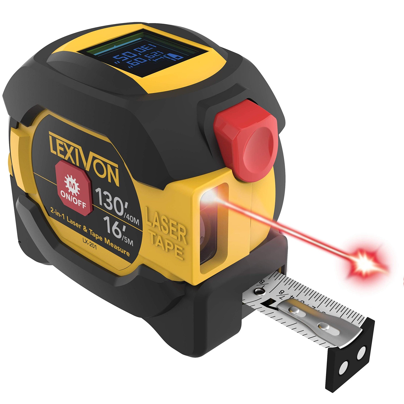 LEXIVON 2 in 1 Digital Laser Tape Measure | 130ft/40m Laser Distance Meter Di...