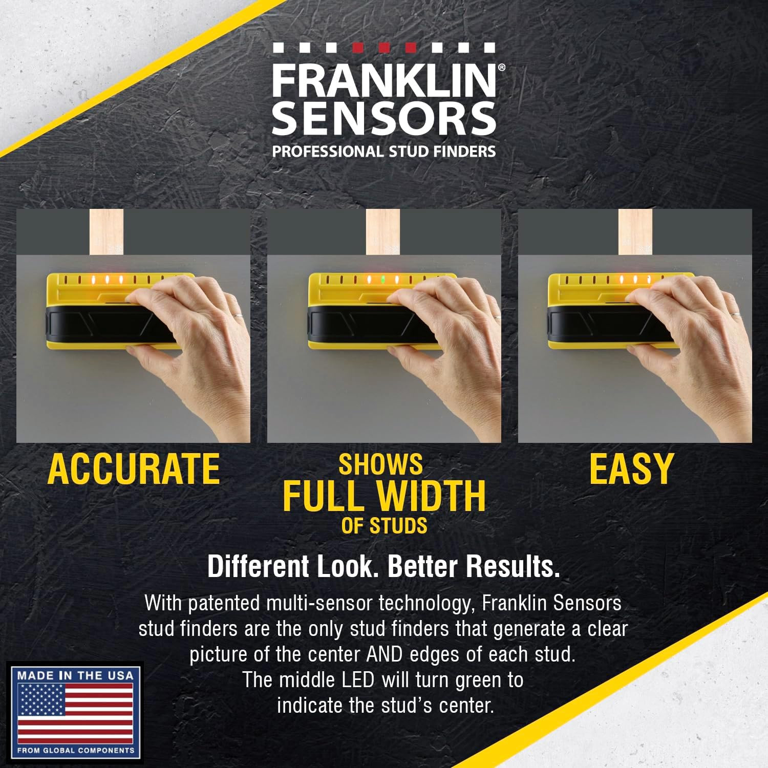Prosensor M90 Stud Finder, 9-Sensor Wall Scanner | Wood and Metal Stud Detector,