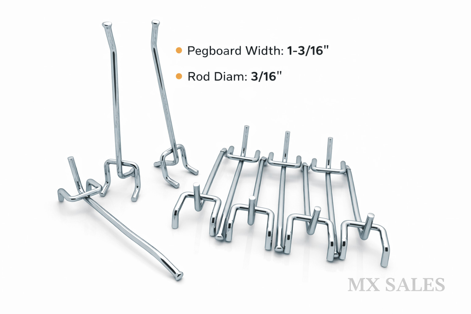 25pc 6" Pegboard Hooks 1/4" Pegboard Heavy Duty Steel Zinc Plated Garage Storage
