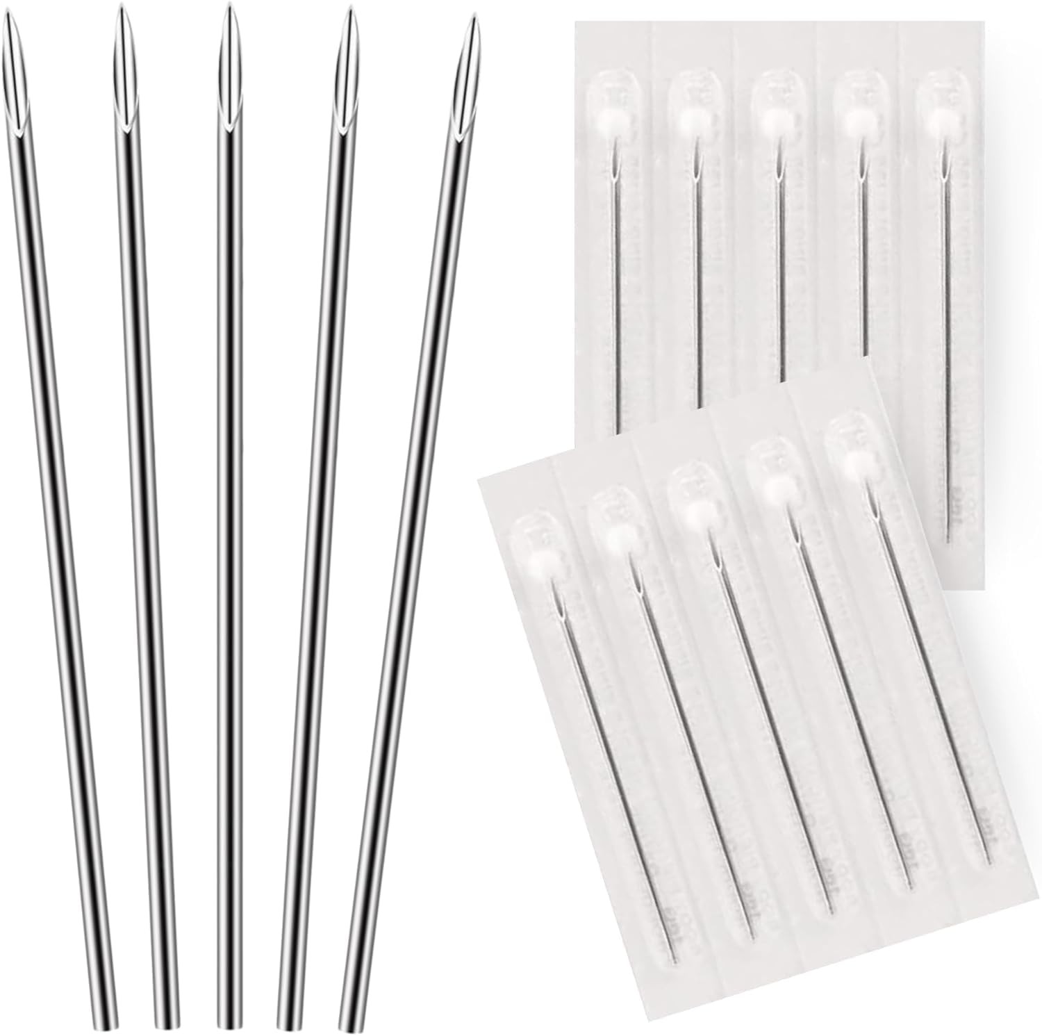 10PC Piercing Needles 14G - Sterile Disposable Sharp Surgical Stainless Steel...