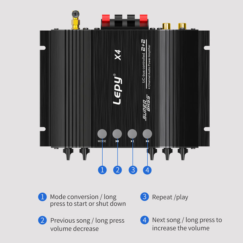 ‌Compact 4CH Amplifier: 240W Total, Multi-Input & 20Hz-20KHz‌