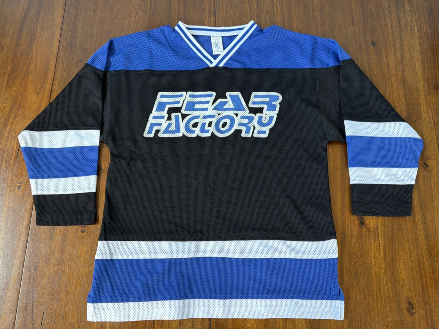 Fear Factory Blue Crape Tag Mesh Hockey Jersey Size XL Vintage