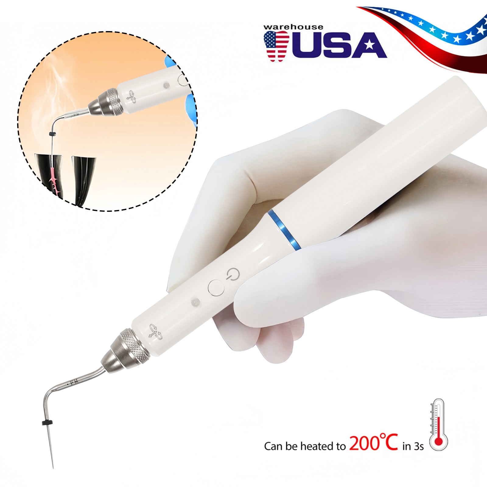 Dental Gutta Percha Obturation Endo Heated Pen +2 Tips