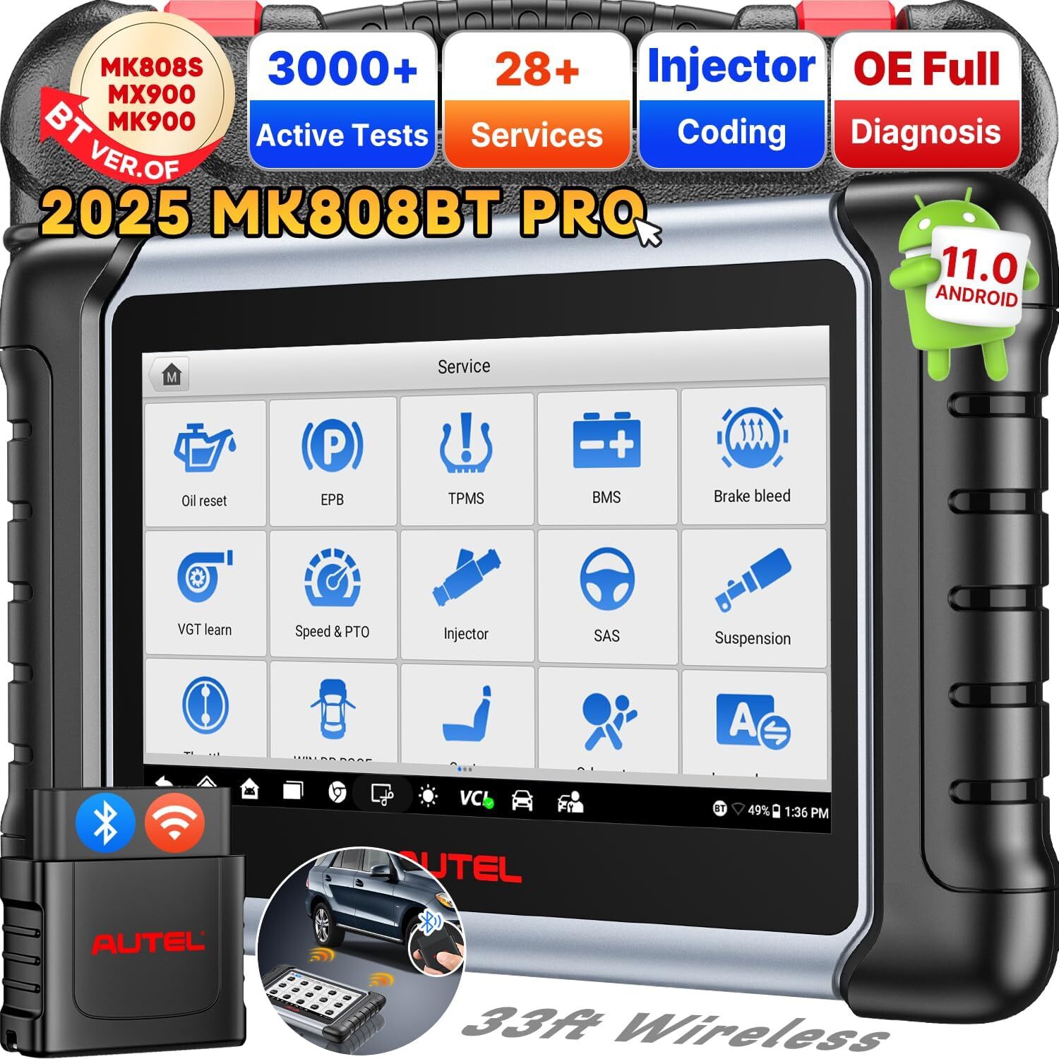 2025 Autel MaxiCOM MK808BT PRO 2025 Full Bidirectional Level-up of MK808S