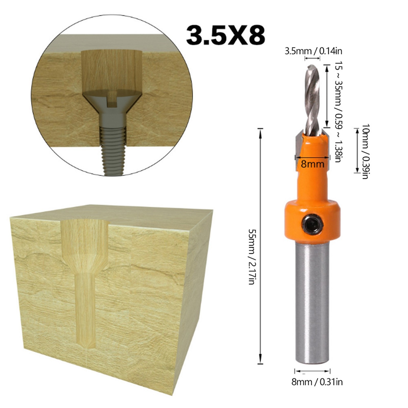 5PcsCountersink Drill Bit Woodworking Self Taping Drill Bit Carpentry Tool New