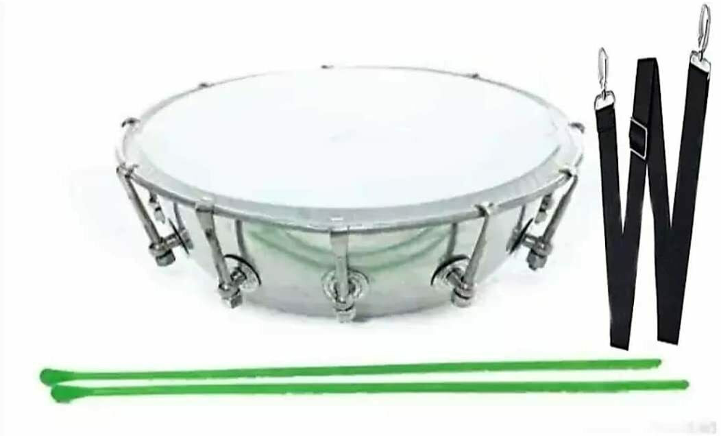 Steel Dhol Tasha Drum with Belt and Stick 12 inch