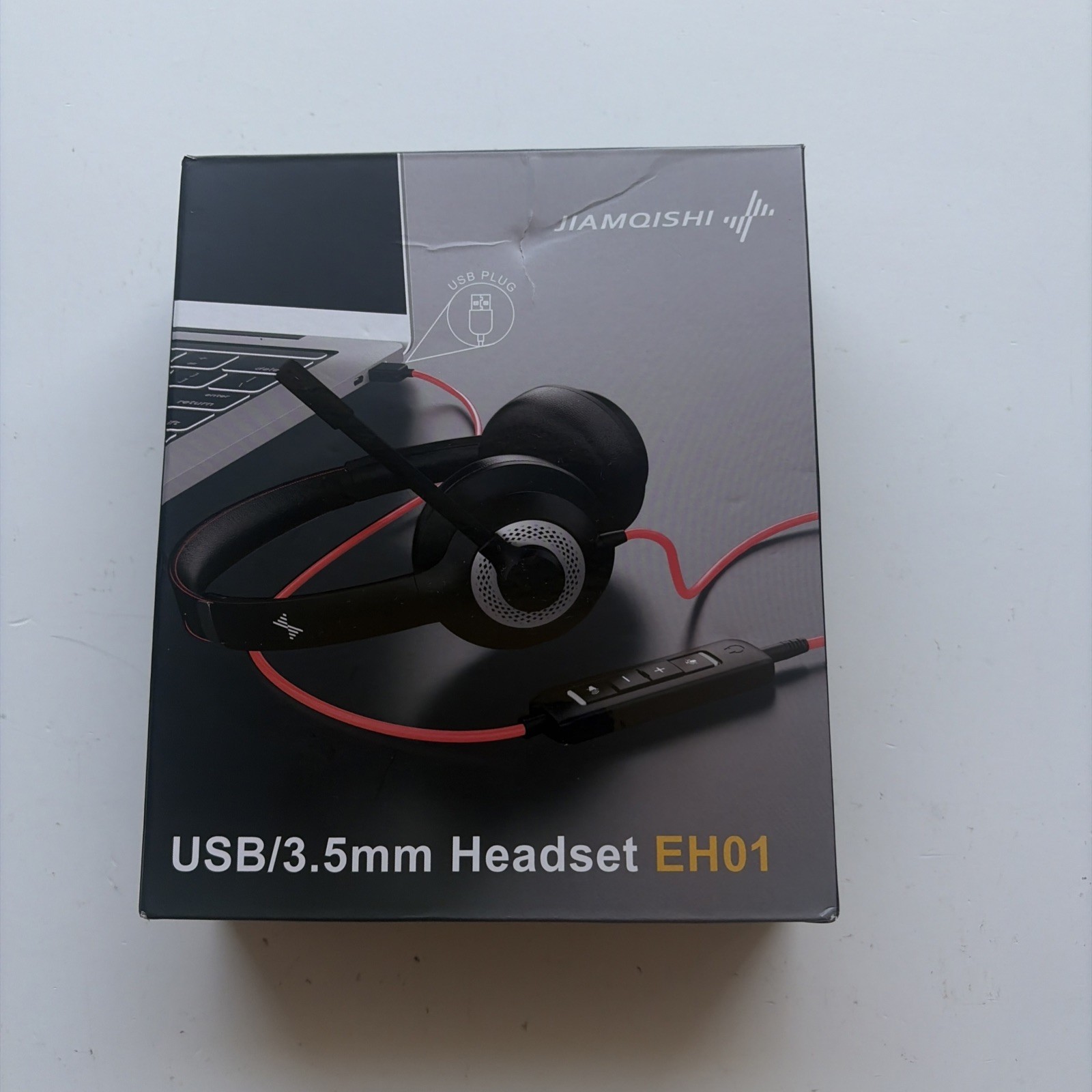 USB Headset with Microphone for PC, On-Ear Computer Laptop Headphones USB+3.5mm