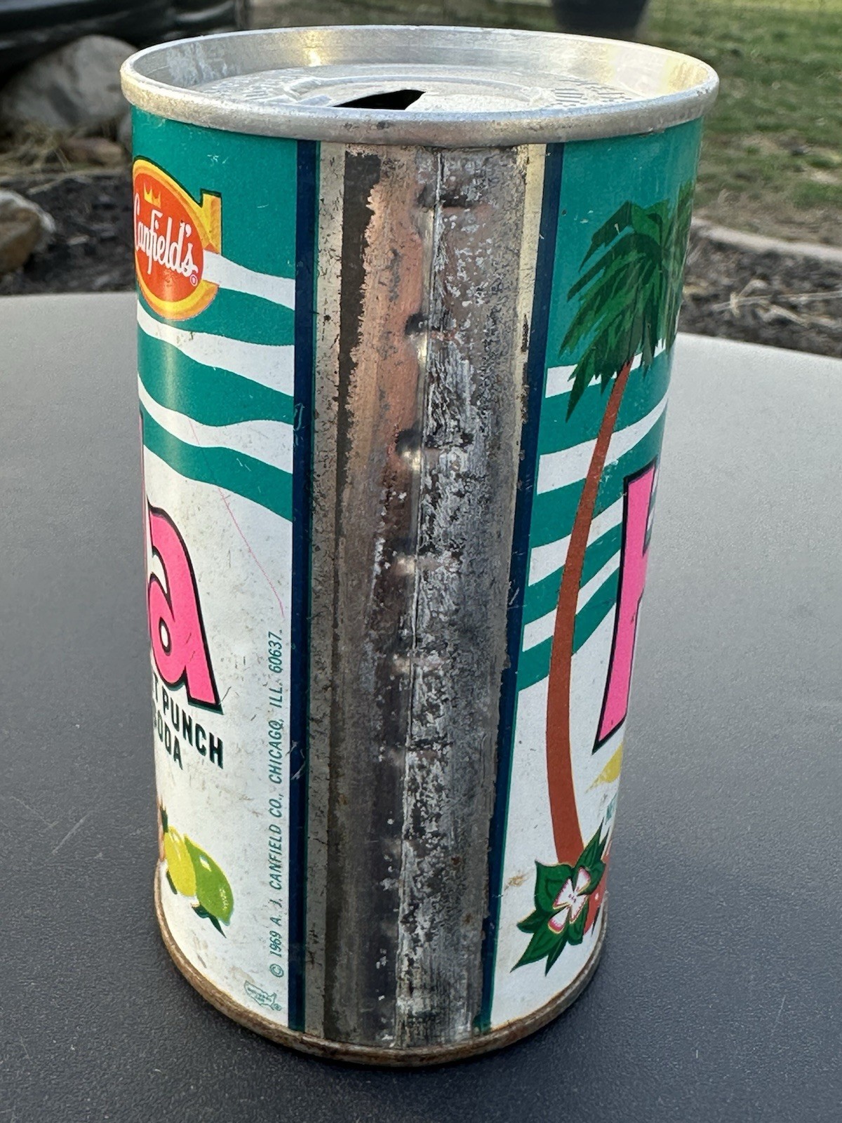 1969 CANFIELD’S HULA FRUIT PUNCH SODA 12 OZ. PULL-TAB CAN