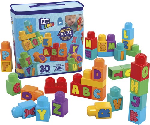MEGA BLOKS - ABC Building Bag, 30 Piece Toddler Buiding Toy Set [New Toy] Bric