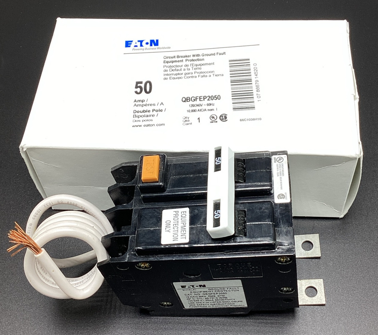 New Circuit Breaker Eaton QBGFEP2050 50 Amp 2 Pole 10kA Equipment GF Protection