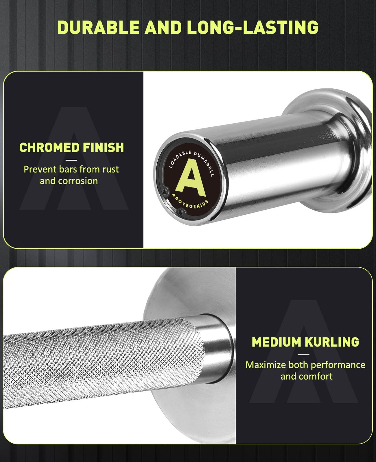 16" Olympic Dumbbell Handles, Solid Steel Loadable Weight Bars for 2Inch Plat...