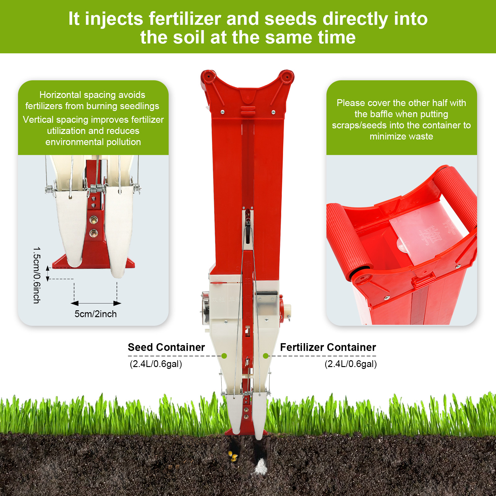Seed Fertilizer Spreader - Household Seeding Machine Manual HandHeld Applicator