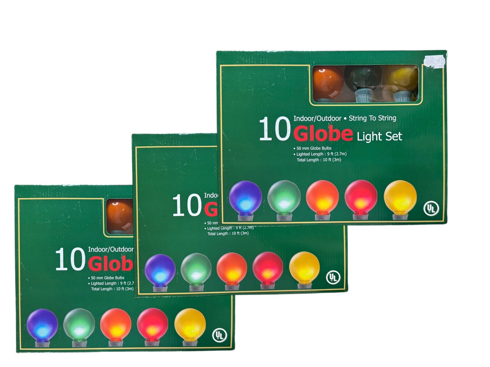 Lot Of 3 Globe Light Sets 10 Lights/10’ Each Indoor Outdoor String To String