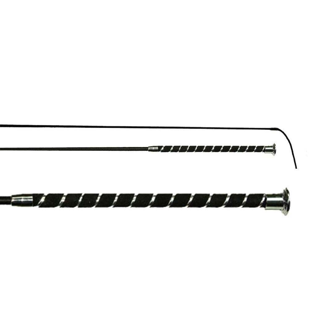 Intrepid International 43 Inch Dressage Whip Silver Spiral Handle Black Velvet