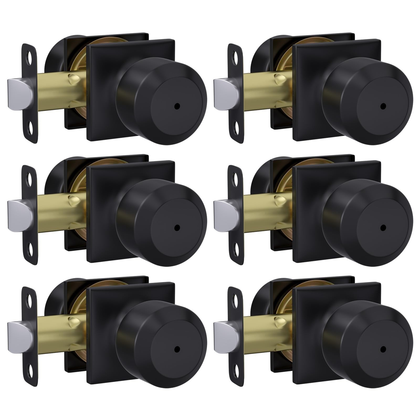 Haidms 6 Pack Black Door Knobs Interior, Privacy -6 Pack, Matte