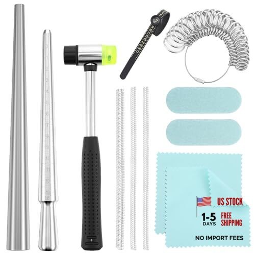 12 Pcs Ring Sizing and Repair Kit Rings Mandrel Metal Shaper Kit to Fix Bent