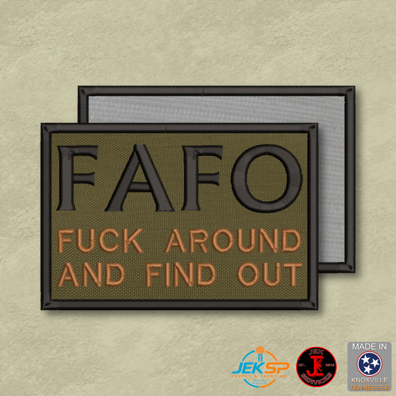 Tactical FAFO Funny Morale Patch, 2x3" OD Green | VELCRO® Brand Hook Fastener