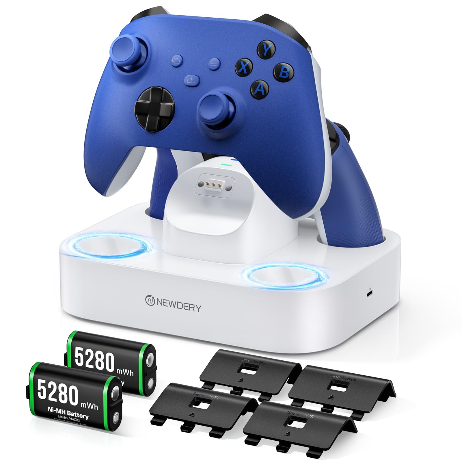 NEWDERY Xbox controller charger 5280mWh batteries White