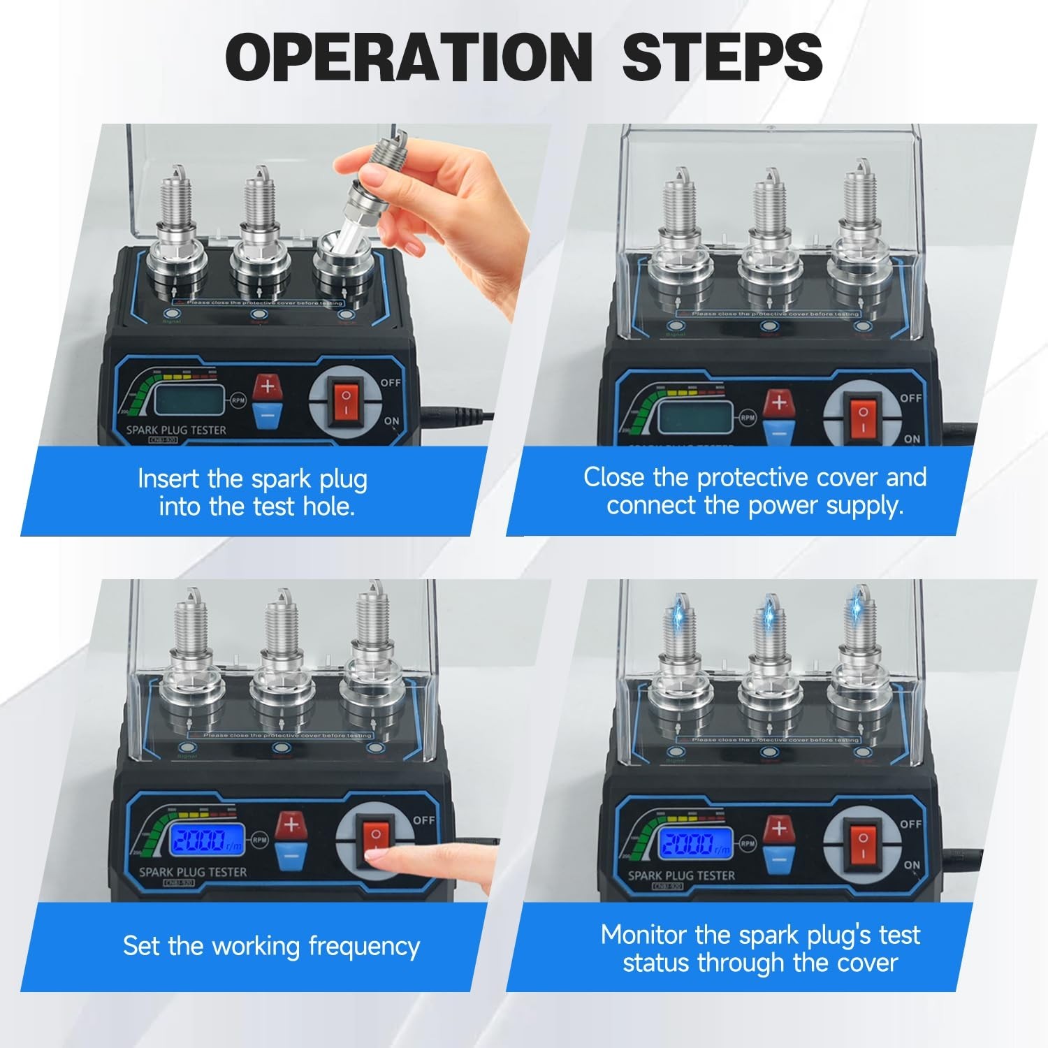 Spark Plug Tester & Ignition Coil Tester - 200-9000RPM LCD, Adjustable Gap Tool