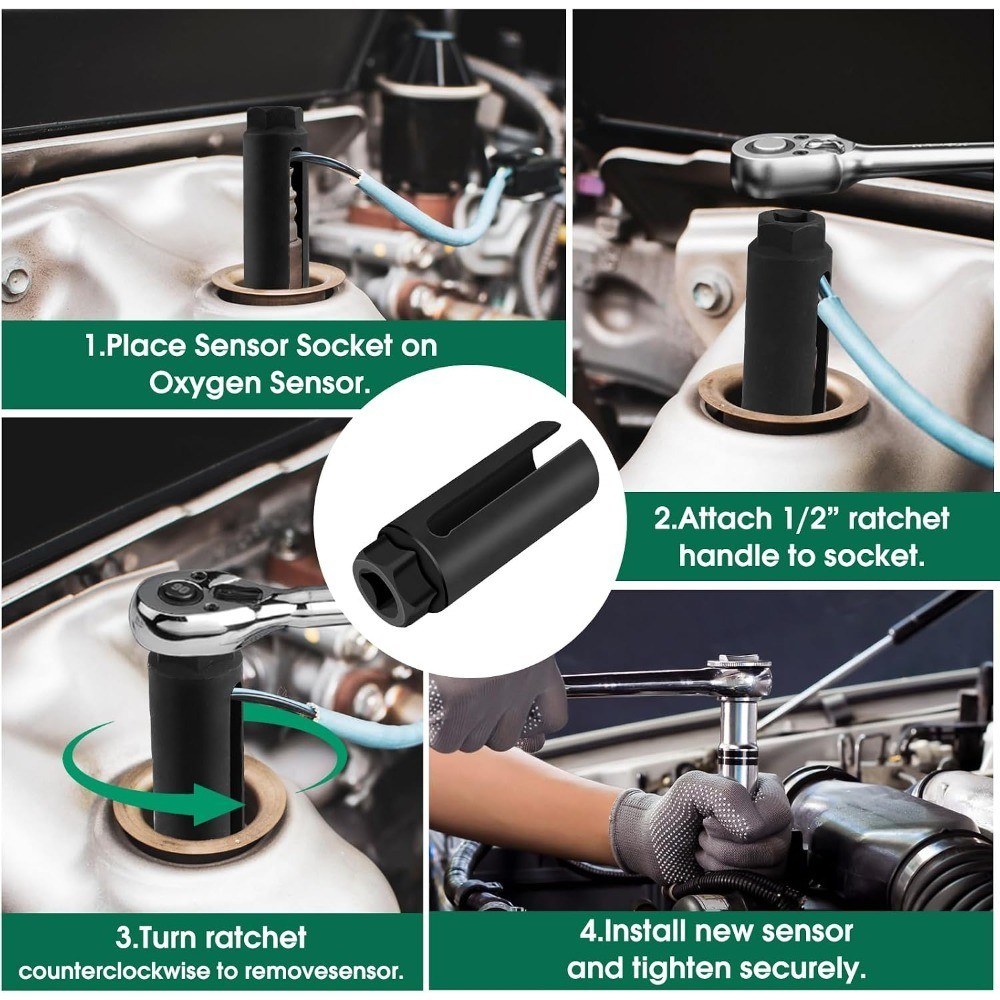 Oxygen Sensor Socket 22mm 7/8 in, 1/2 in Drive O2 Sensor Removal Tool,