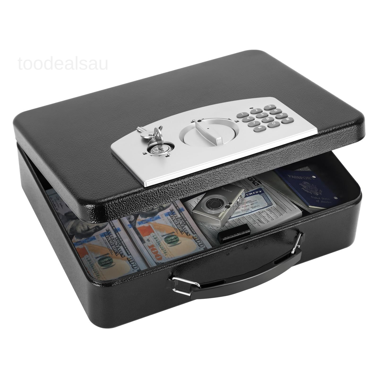 Safe Box 11.8 inches (W) x 9.4 (D) x 3.5 (H), Black