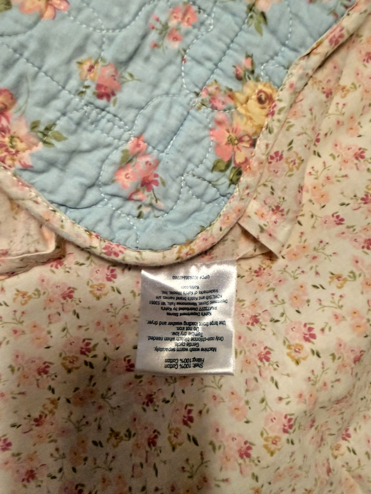 Home Classics ~ Blue Floral (2) Std Quilted Shams 20 X 26