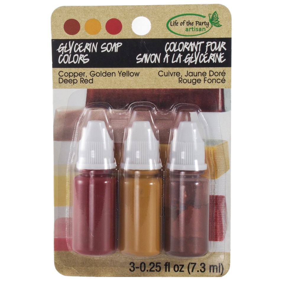 Life Of The Party Glycerin Color 0.3oz-Copper, Golden Yellow, and Deep Red