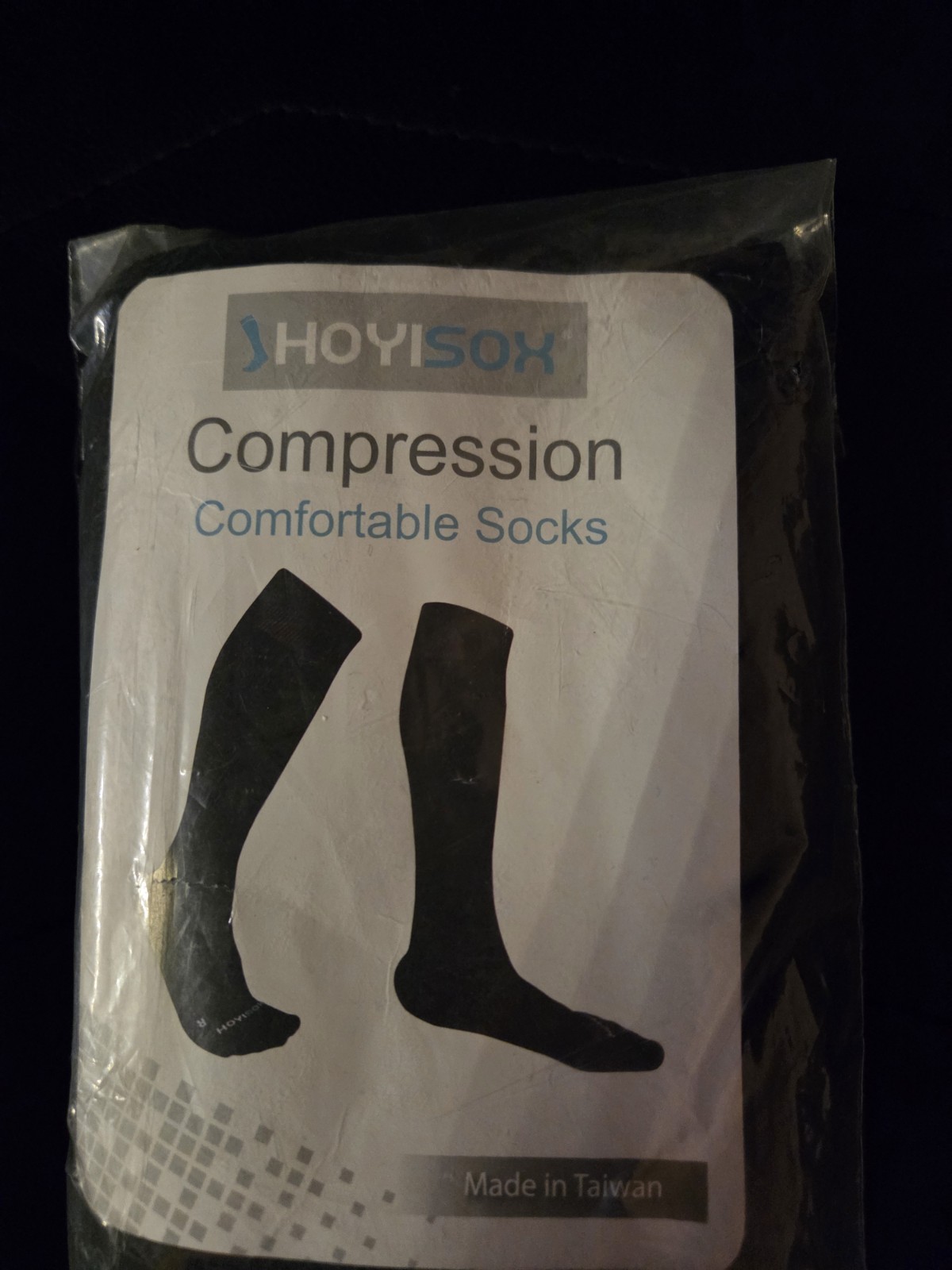 NEW Hoyisox Plus Size Compression Socks, Size 4XL Black Cotton Knee High