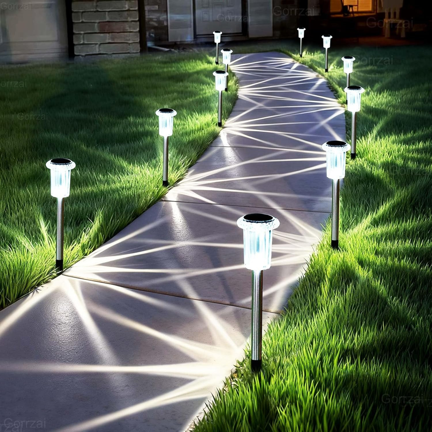 Solar Pathway Lights 10 Pack Christmas Solar Lights Outdoor Waterproof 6000K Col