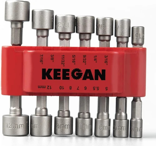 Power Nut Driver Bit Set 14-Piece Quick Change MM & SAE Impact 1/4" Hex Shank