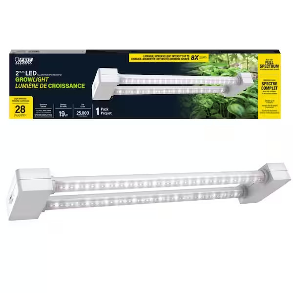 FEIT Ele. 2'  2-Light 19W Full Spectrum White LED Grow Light Non-Dimmable (10D)