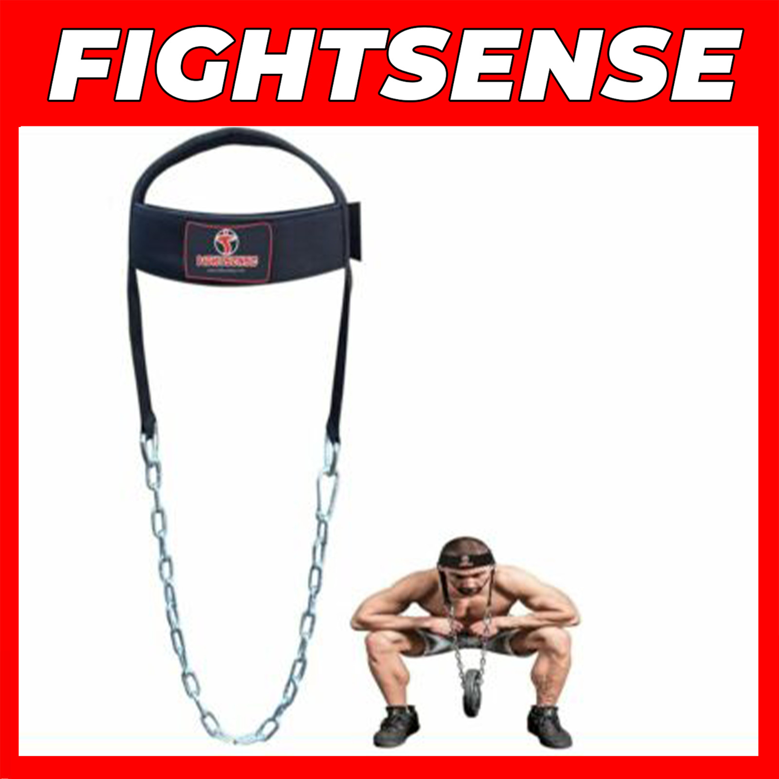FIGHTSENSE Head Neck Harness Strap Neck Support Weight Lifting With Chain
