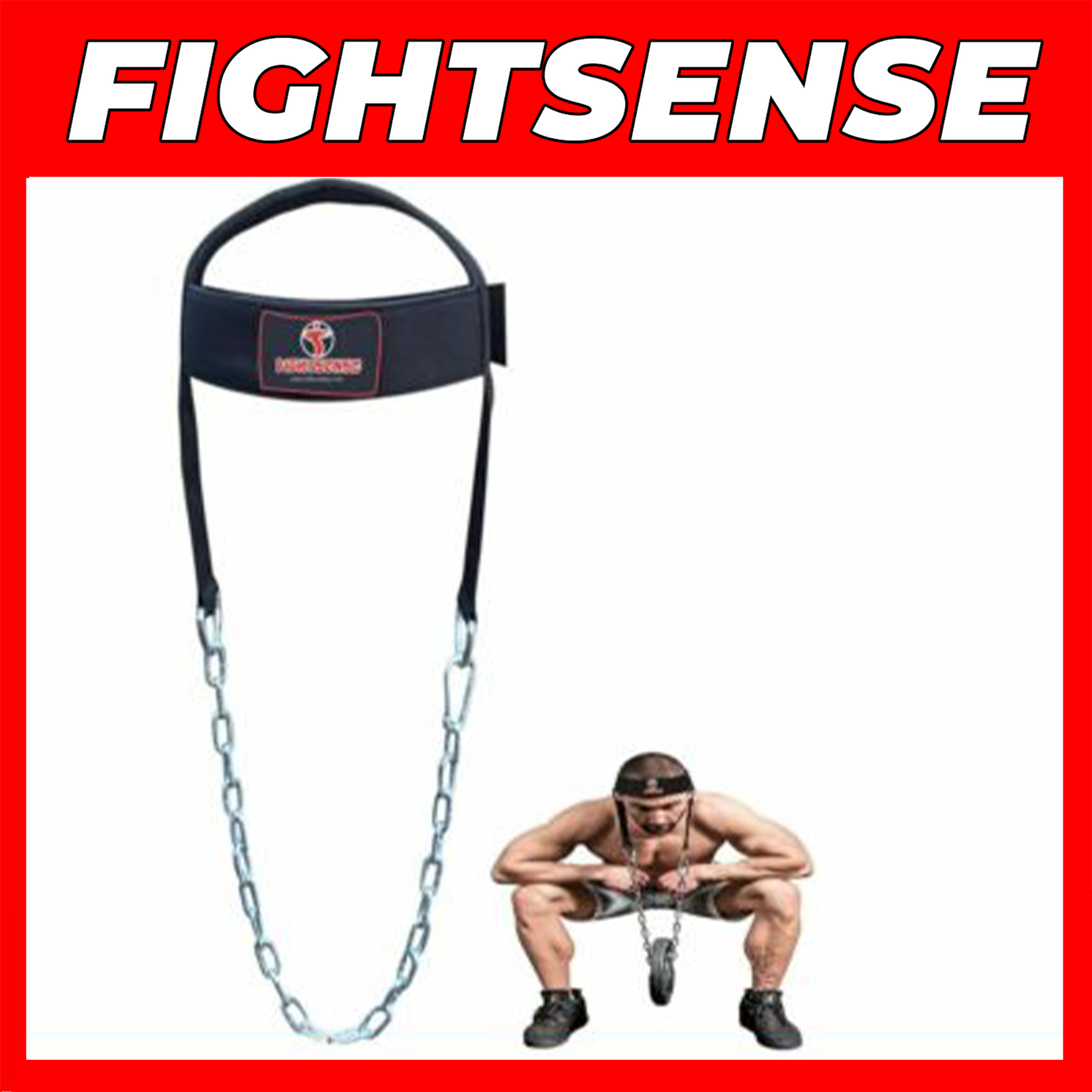FIGHTSENSE Head Neck Harness Strap Neck Support Weight Lifting With Chain