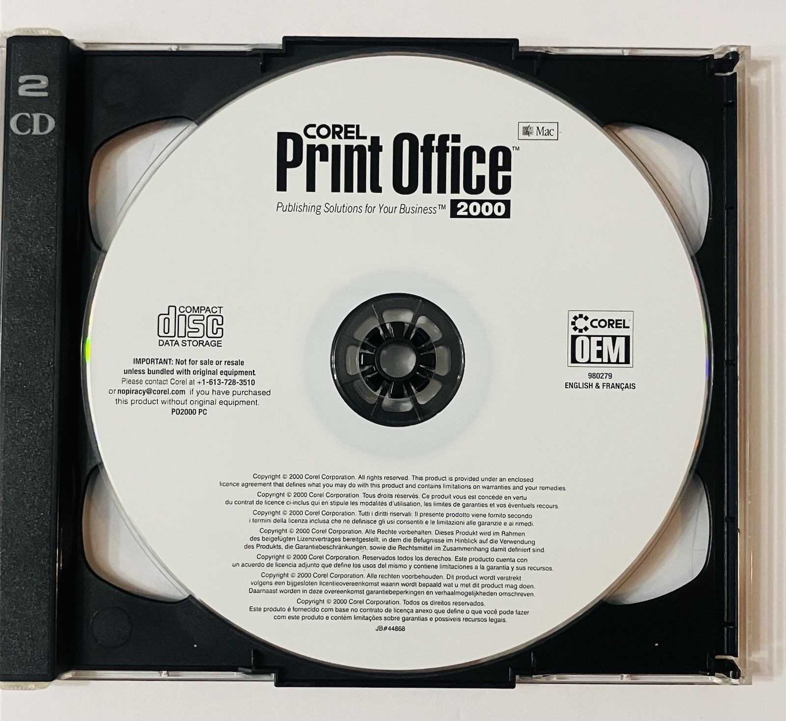 Corel Print Office 2000 2 Disc Set Windows Mac Vintage Software Serial
