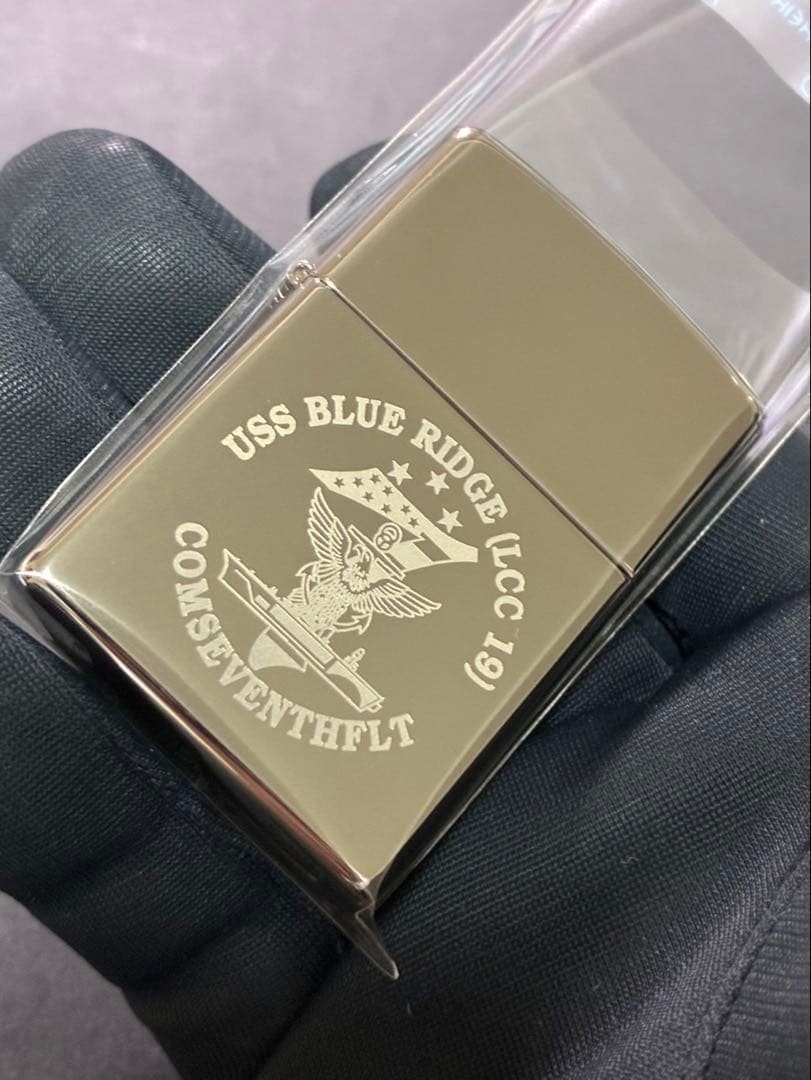 Zippo USS BLUE RIDGE LCC 19 Black Ice One Sided Processing Lighter Regular Japan