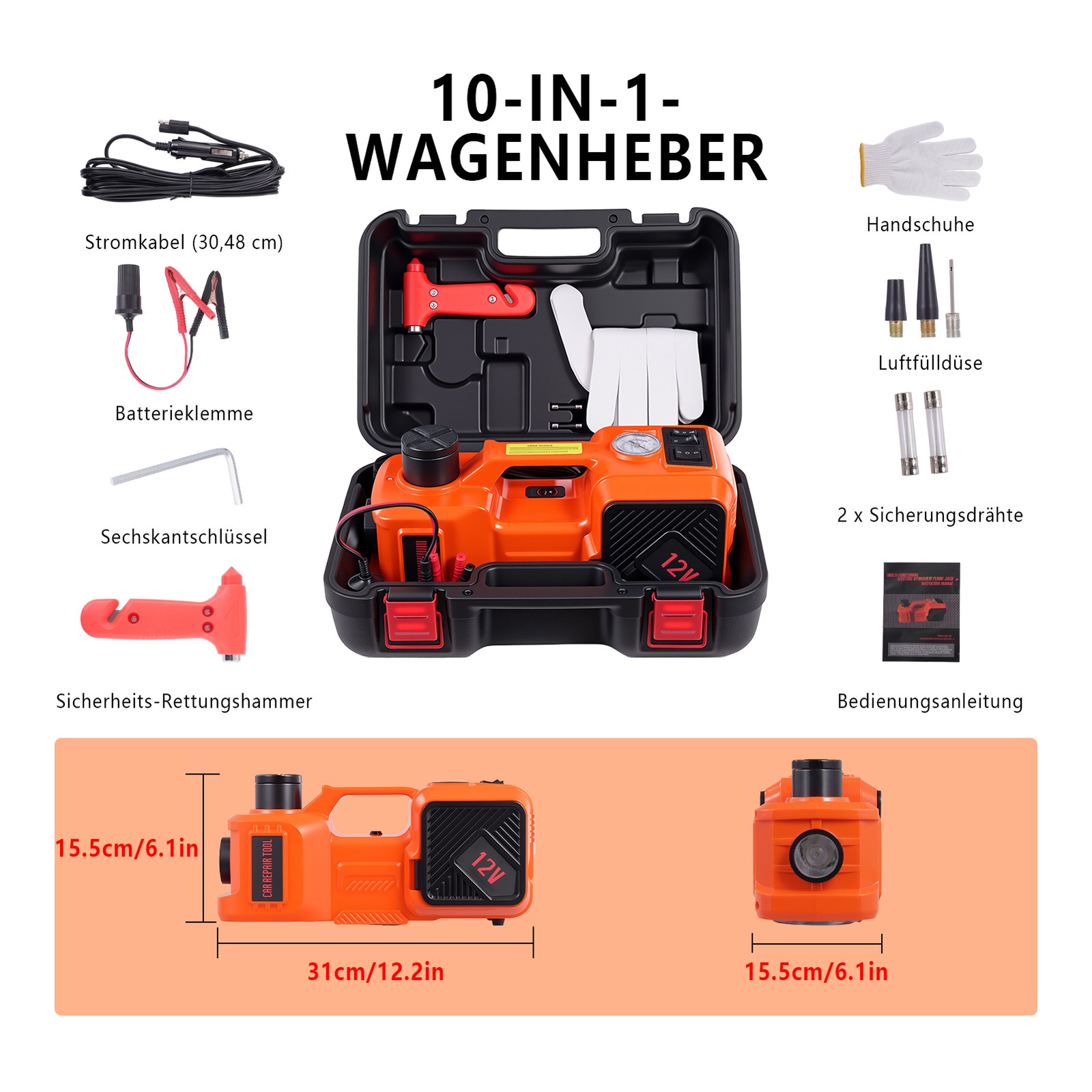5 Ton 12V Electric Hydraulic Jack Electric Vehicle Jack With Tire Inflator