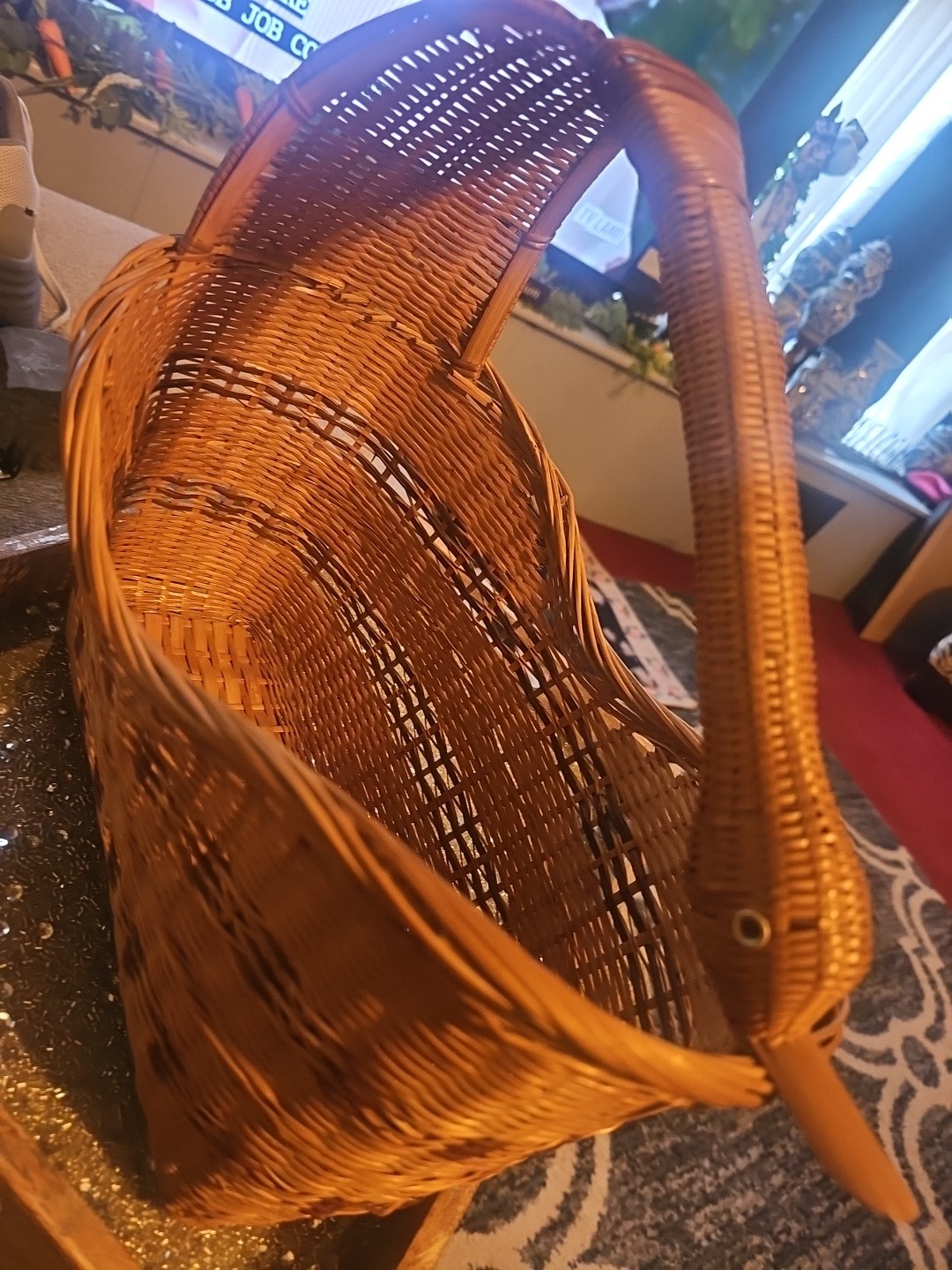 Vintage Duck Handled Basket Cottage Core