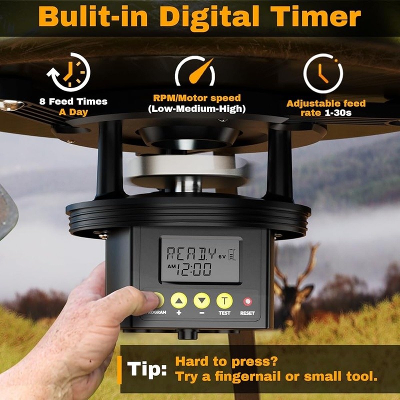 Efficient Deer Feeder Kit Digital Timer Adjustable Arms Solar Panel Ready New
