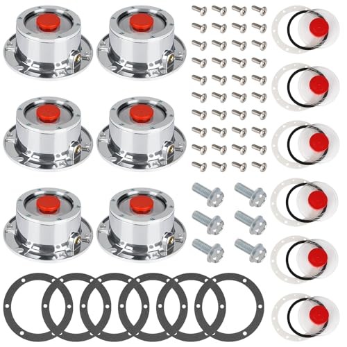 6 Pack 343-4009 Trailer Hub Caps with Oil Window Cover Kit 6 Set 343 6PCS SET