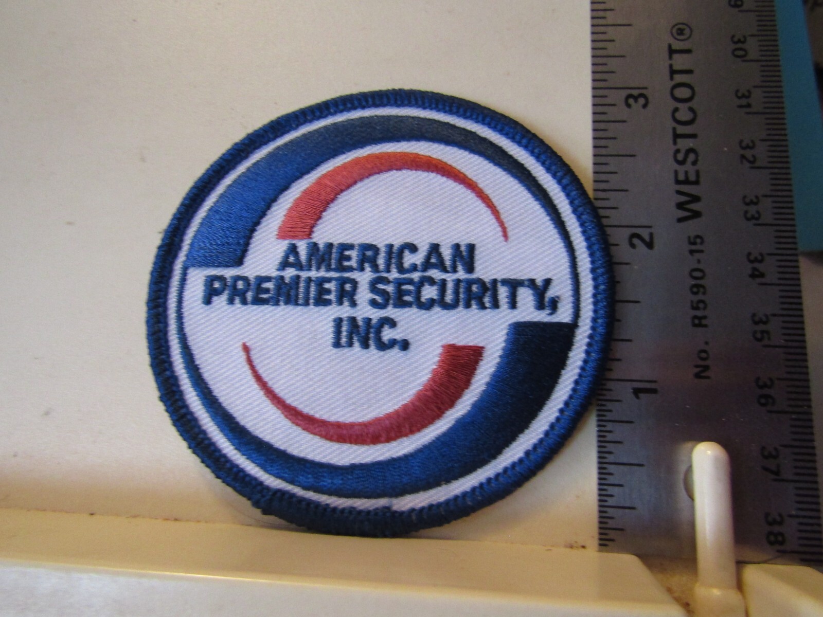 American Premier Security Inc. patch NOS Los Angeles California 3" red white blu