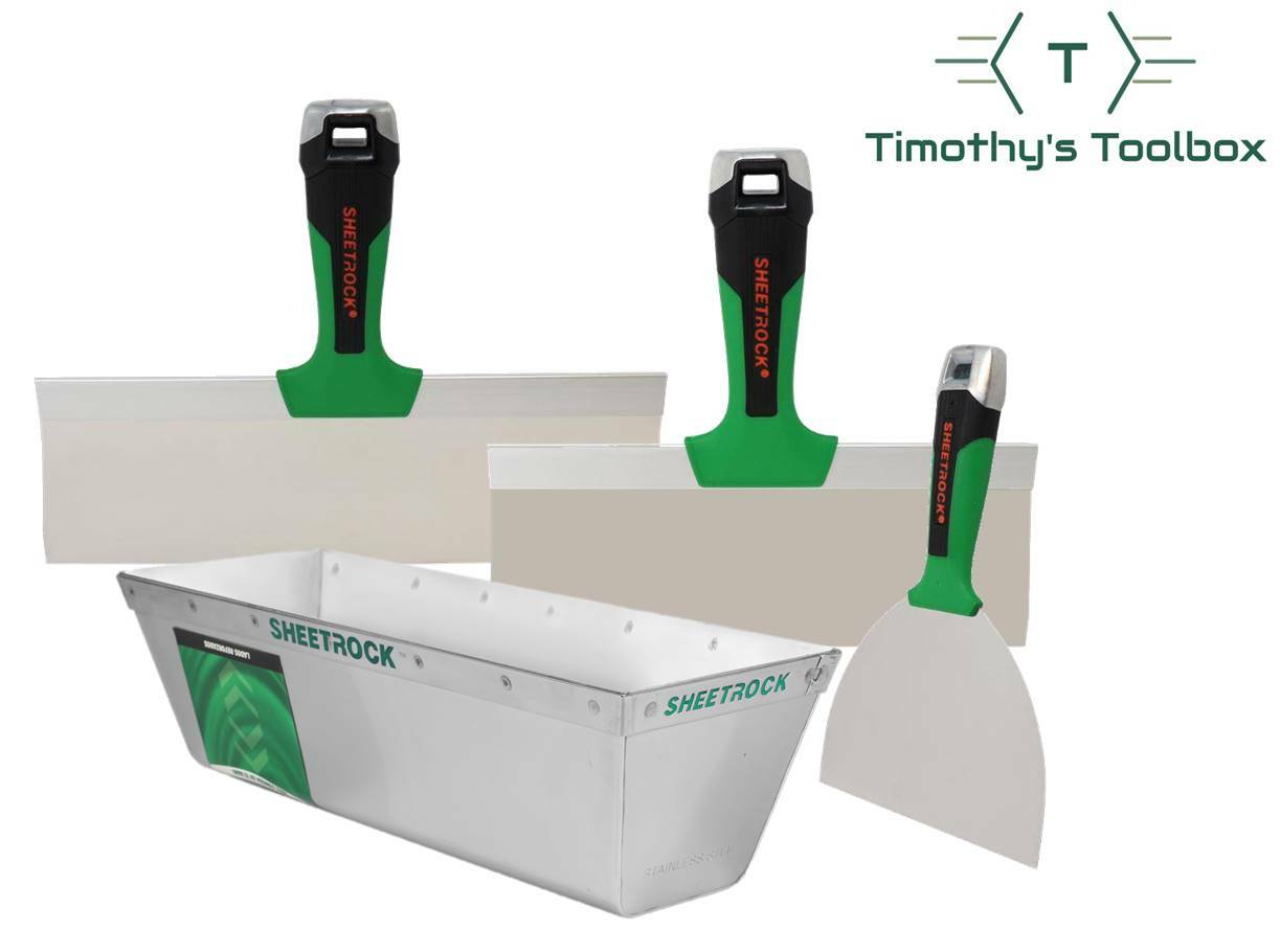 USG Sheetrock Matrix Stainless Steel Drywall Taping Knife Set 6"-10"-12" w/ Pan