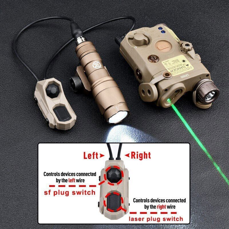 Tactical Flashlight Remote Dual Pressure Switch PEQ DBAL MAWL ModButton Control