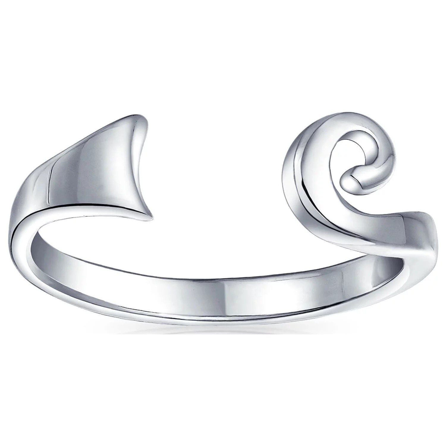 14K White Gold Over Sterling Silver Adjustable Open Spiral Toe/Midi Ring