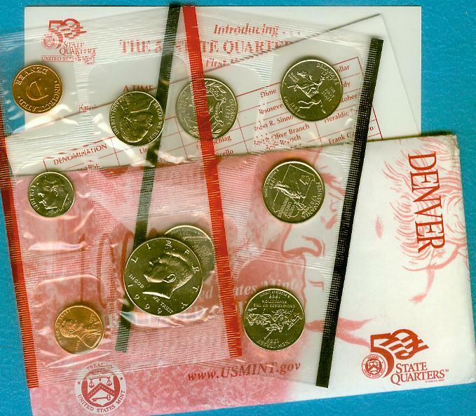 1999 D U.S.Uncirculated Mint Set 9 Coins from the Denver mint.